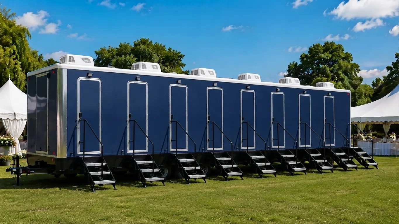8 stall restroom trailer from our Joplin fleet